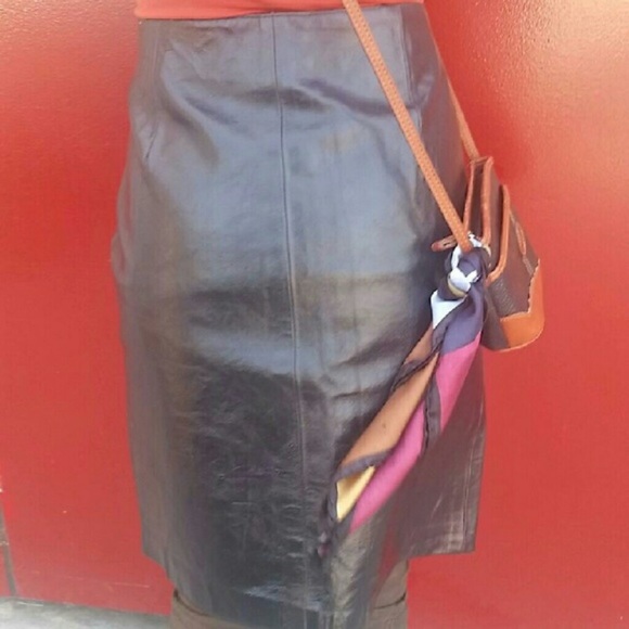 Black Cat ~ High Waist Leather Pencil 90's Black - Picture 2 of 6